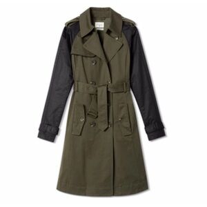 Altuzarra For Target Olive Trench Coat with Black Sleeves and Belt